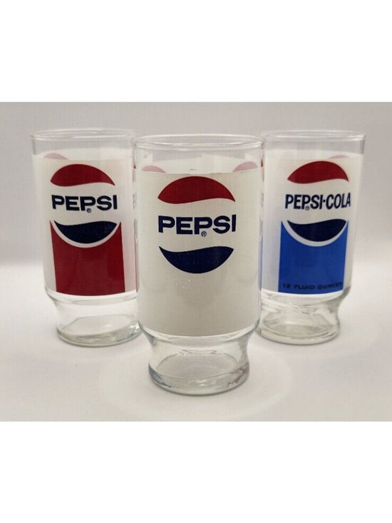 Pepsi Other - Pepsi Cola Soda Pop Vintage Drinking Glasses 5" Tall 3" x 3" Lot of 3 USED